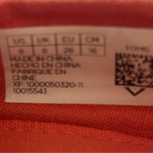 Toms Little Girls Red, White, and Blue Alpargata Shoes Size 9 - Picture 5 of 5